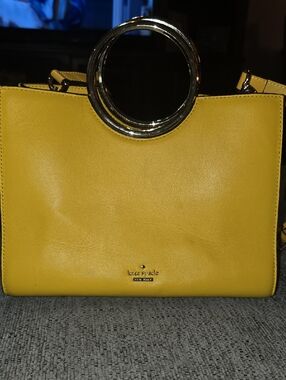 kate spade Yellow Leather Shoulder Bag with Gold Ring Detail